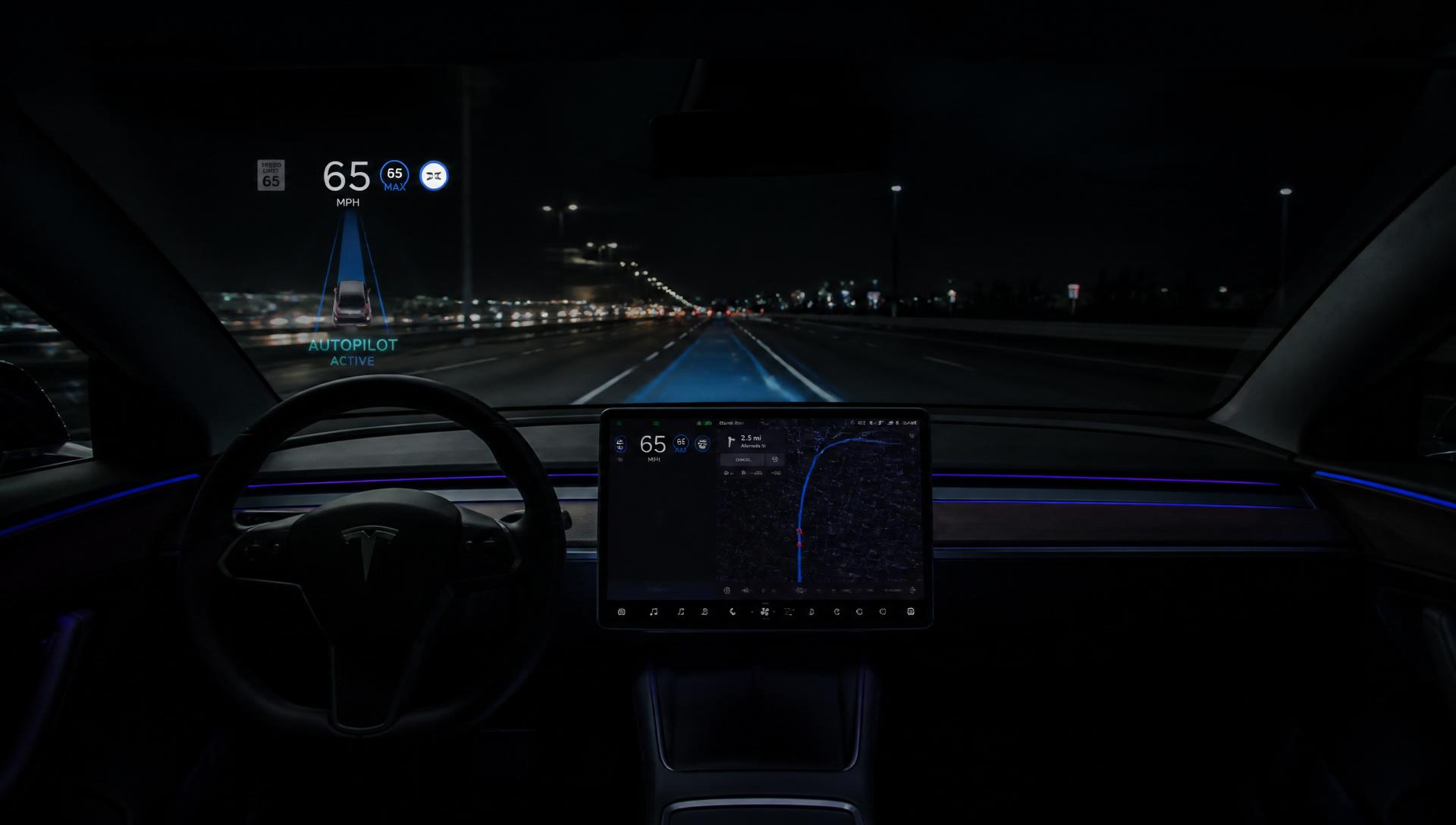 Tesla cabin camera preview showing the Autopilot Buddy doll head mounted in front of the driver-monitoring lens